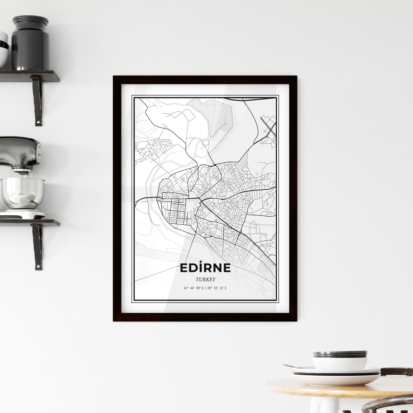 Edirne Turkey - Minimal City Map