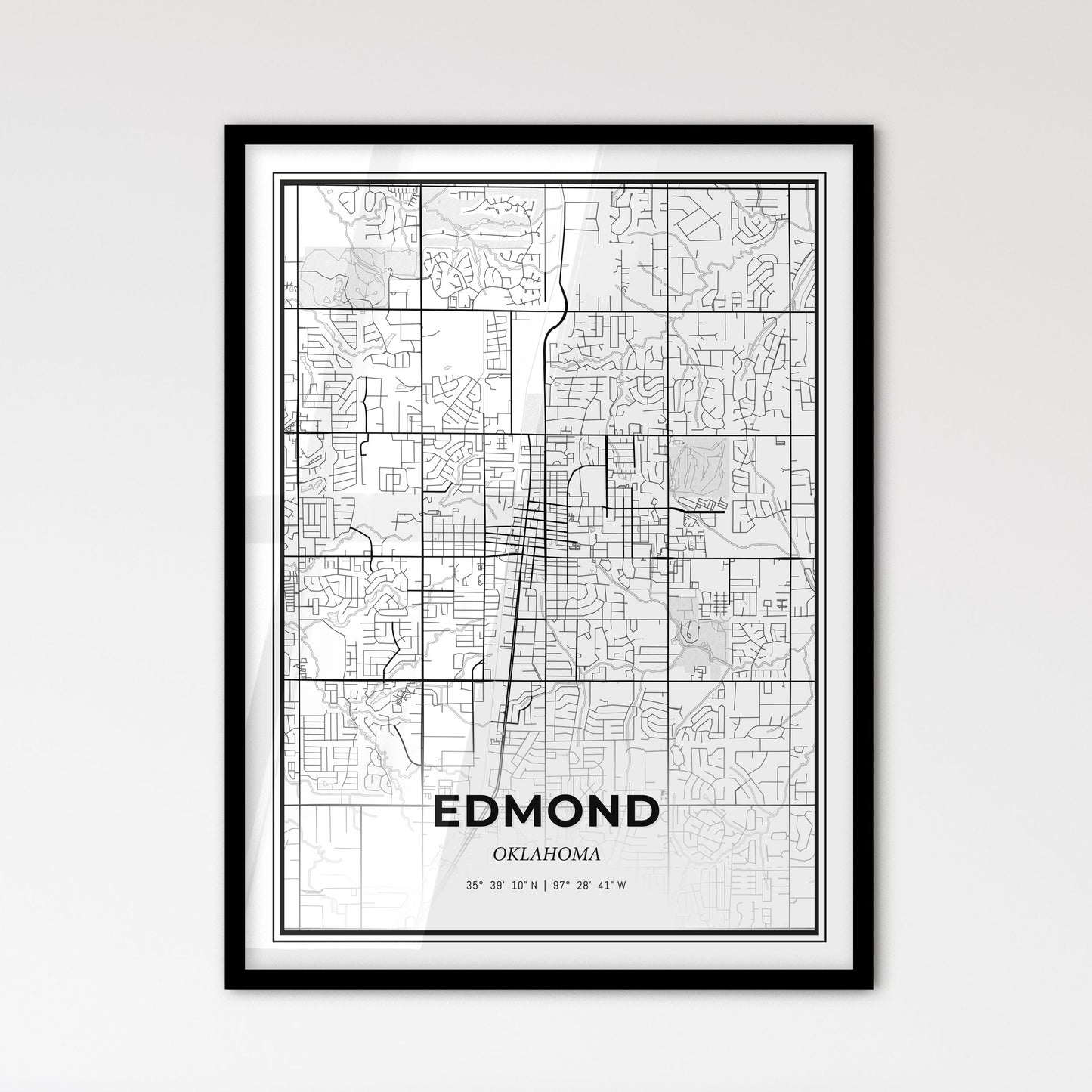 Edmond Oklahoma - Scandinavian Style City Map for Modern Home Decor