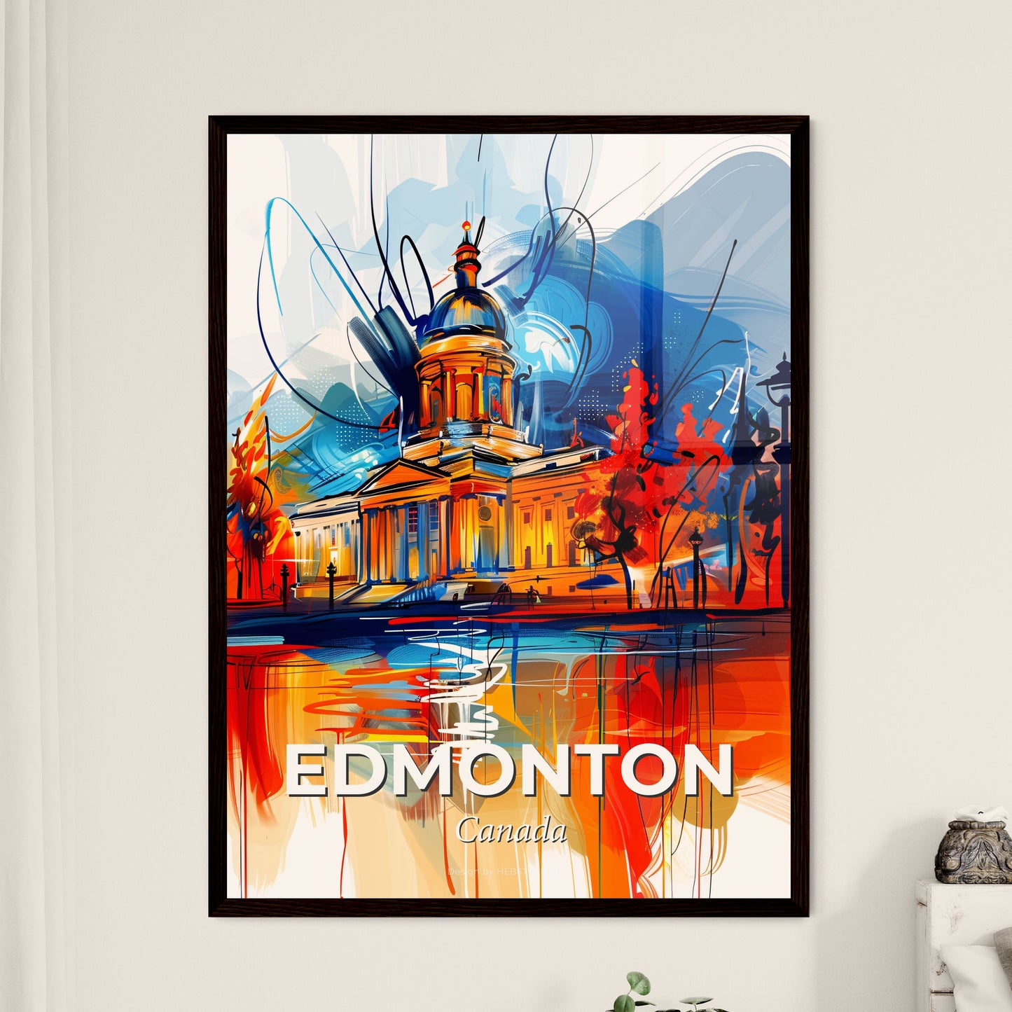 Vibrant Edmonton, Canada - A Painting Of A Building With A Dome And Trees