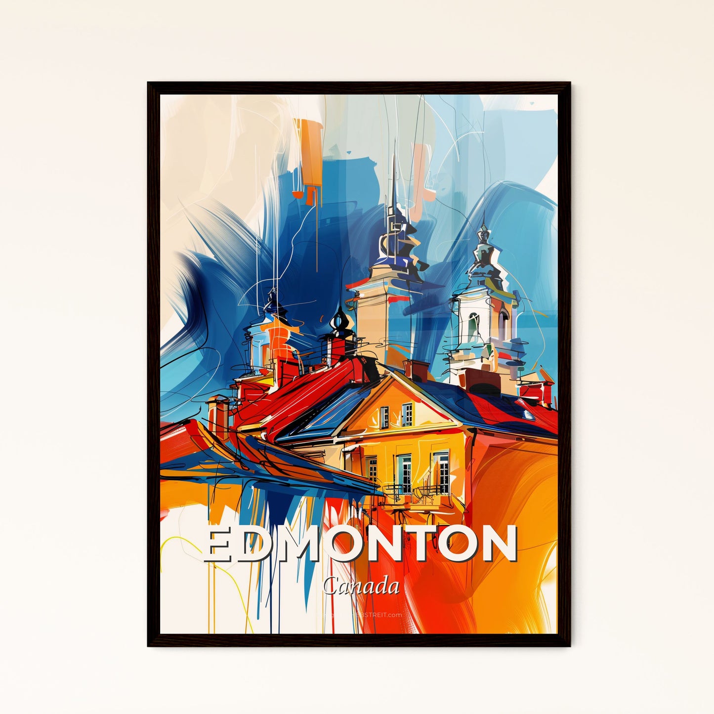 Vibrant Edmonton, Canada - A Painting Of A Building With Towers