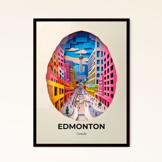 Vivid Edmonton, Canada - a paper cut of a city with people walking on the street