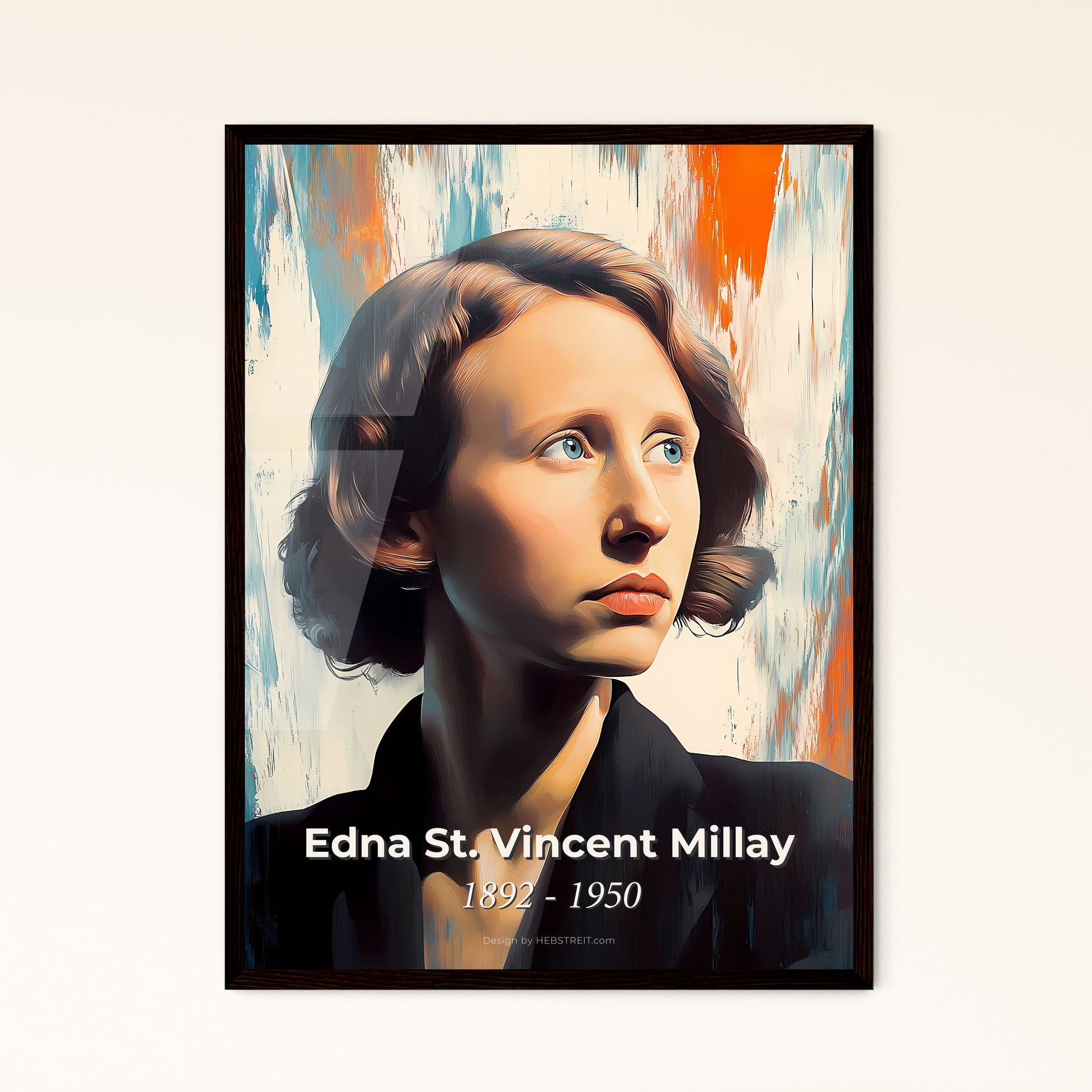 Portrait of Edna St. Vincent Millay, 1892 - 1950. Impressionistic painting of a woman looking up to the side.