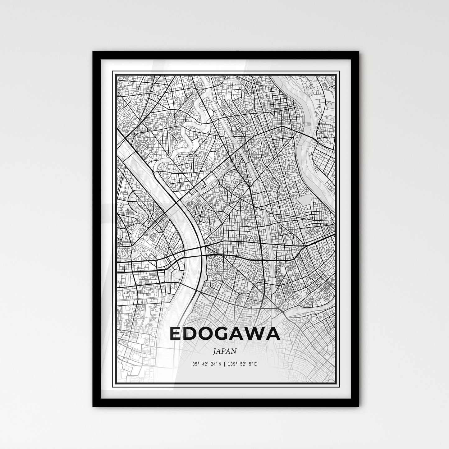 Edogawa Japan - Scandinavian Style City Map for Modern Home Decor