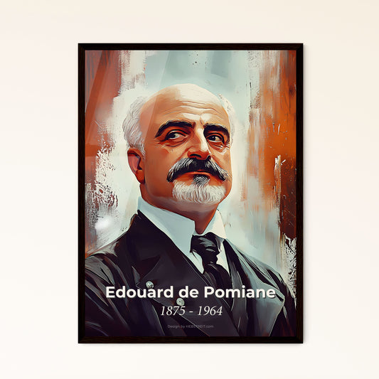 Portrait of Edouard de Pomiane, 1875 - 1964. Impressionistic painting of a man with a mustache and a suit.