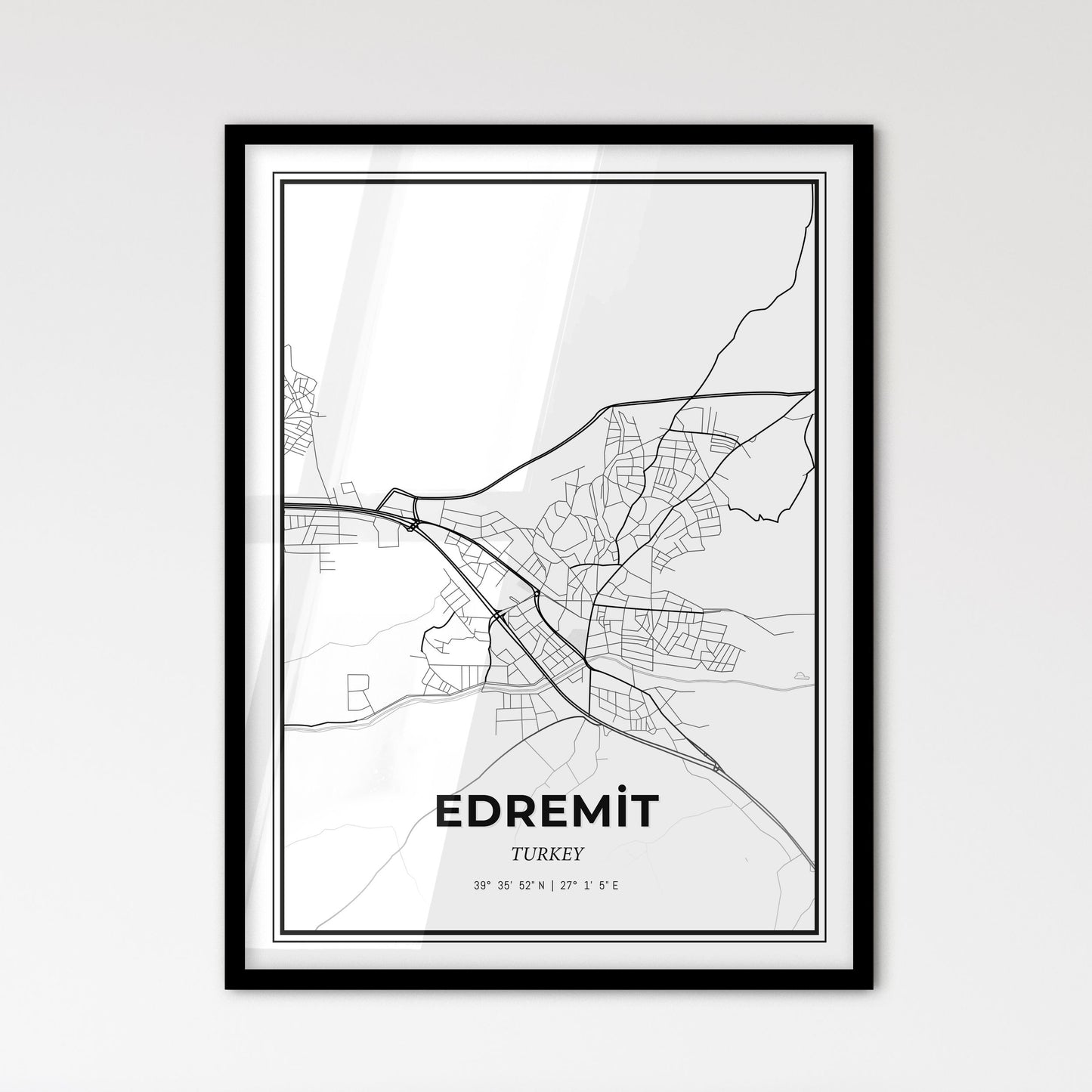 Edremit Turkey - Scandinavian Style City Map for Modern Home Decor