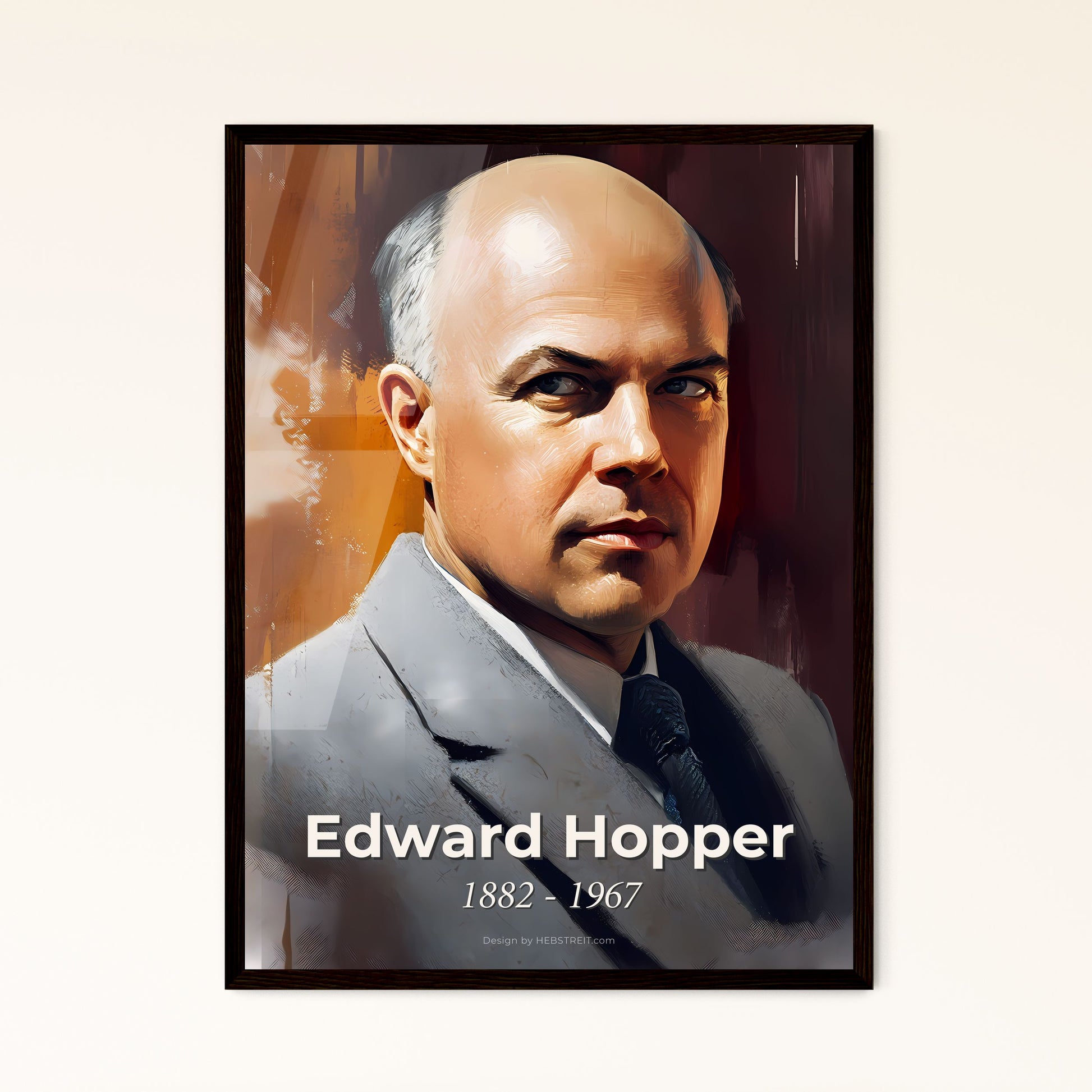 Portrait of Edward Hopper, 1882 - 1967. Impressionistic painting of a man in a suit.