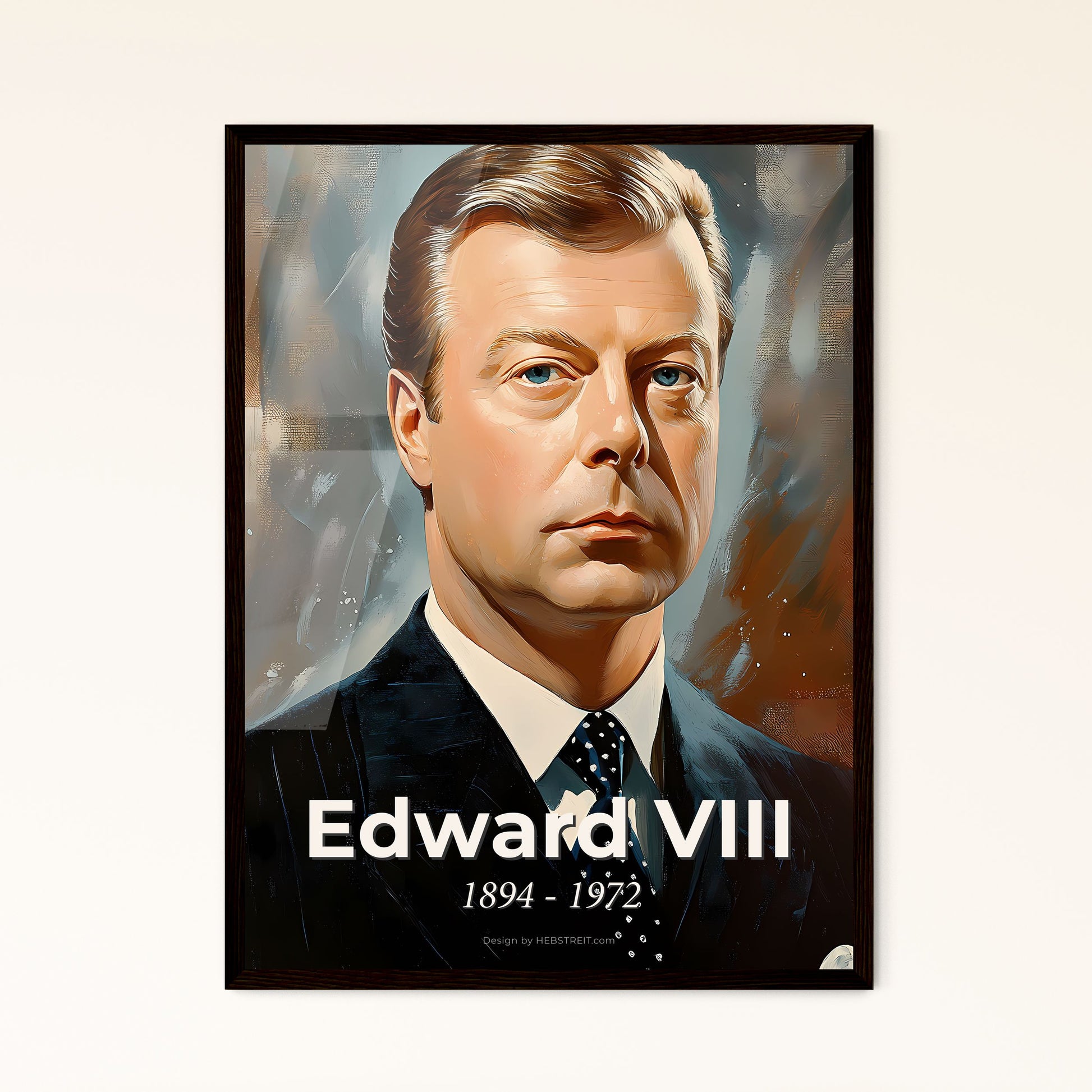 Portrait of Edward VIII, 1894 - 1972. Impressionistic painting of a man in a suit and tie.