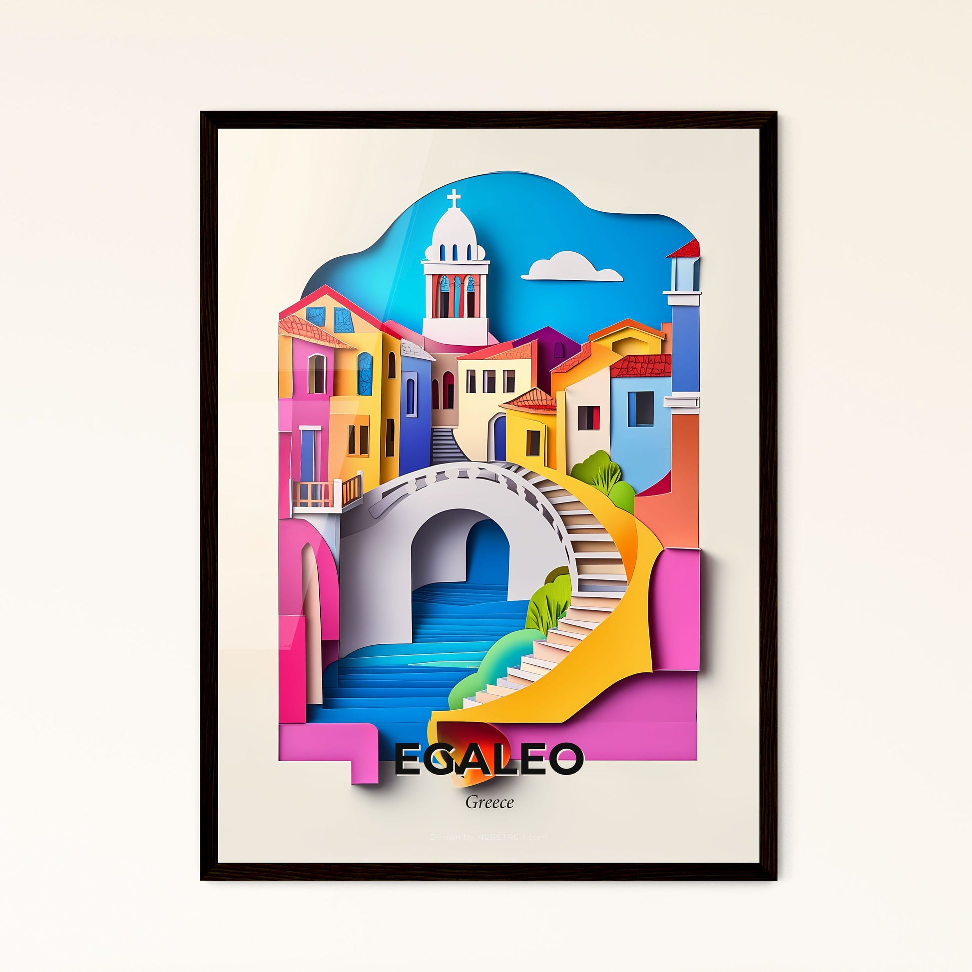 Vivid Egaleo, Greece - a paper cut of a city with a bridge