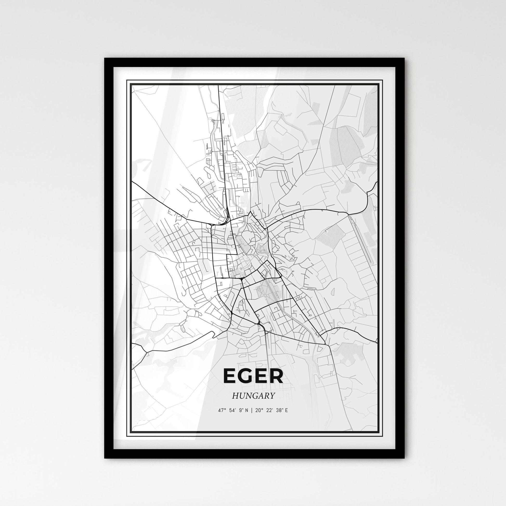 Eger Hungary - Scandinavian Style City Map for Modern Home Decor