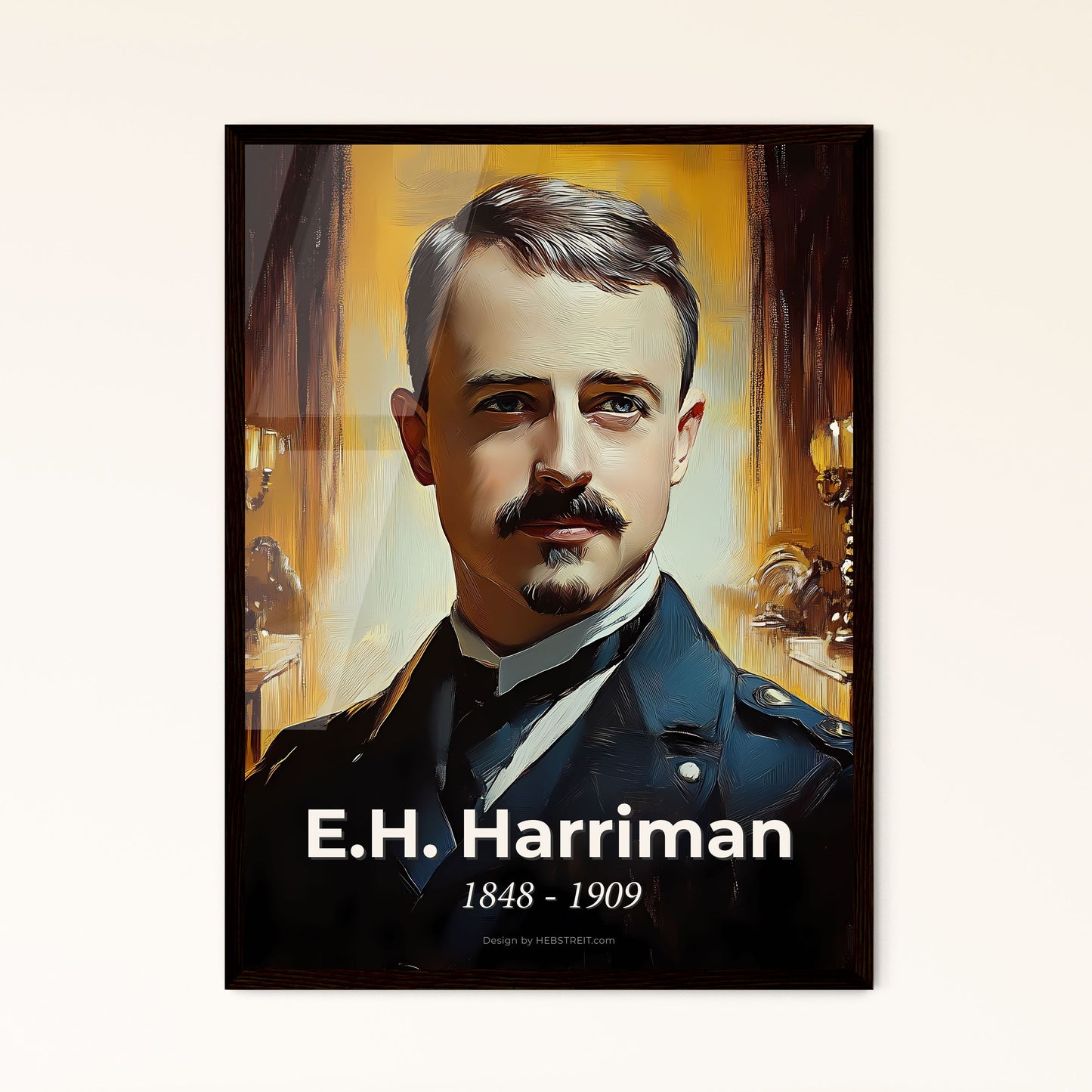 Portrait of E.H. Harriman, 1848 - 1909. Impressionistic painting of a man in a uniform.