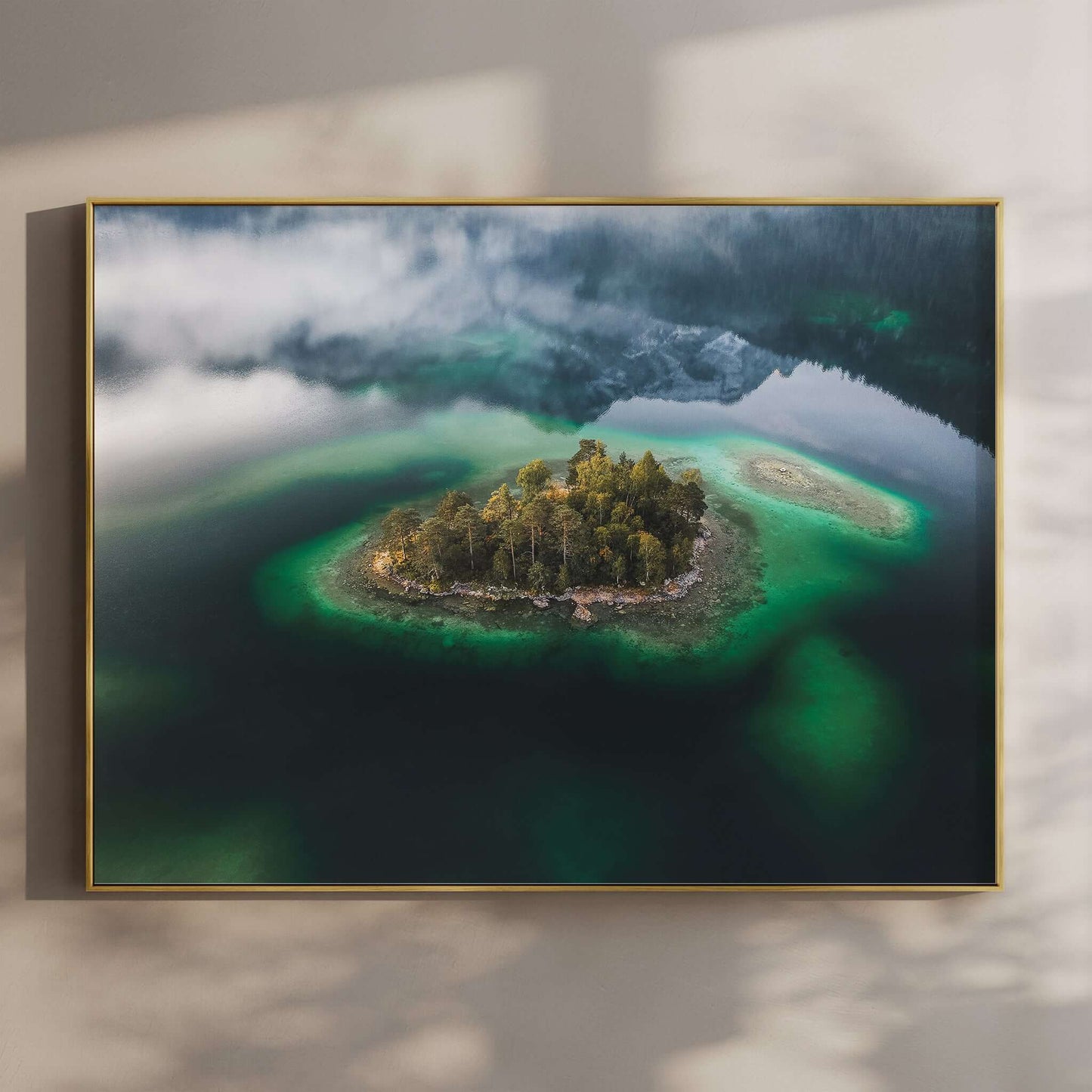 Eibsee Aerial Island Print – Bavarian Alps Landscape Photography Wall Art