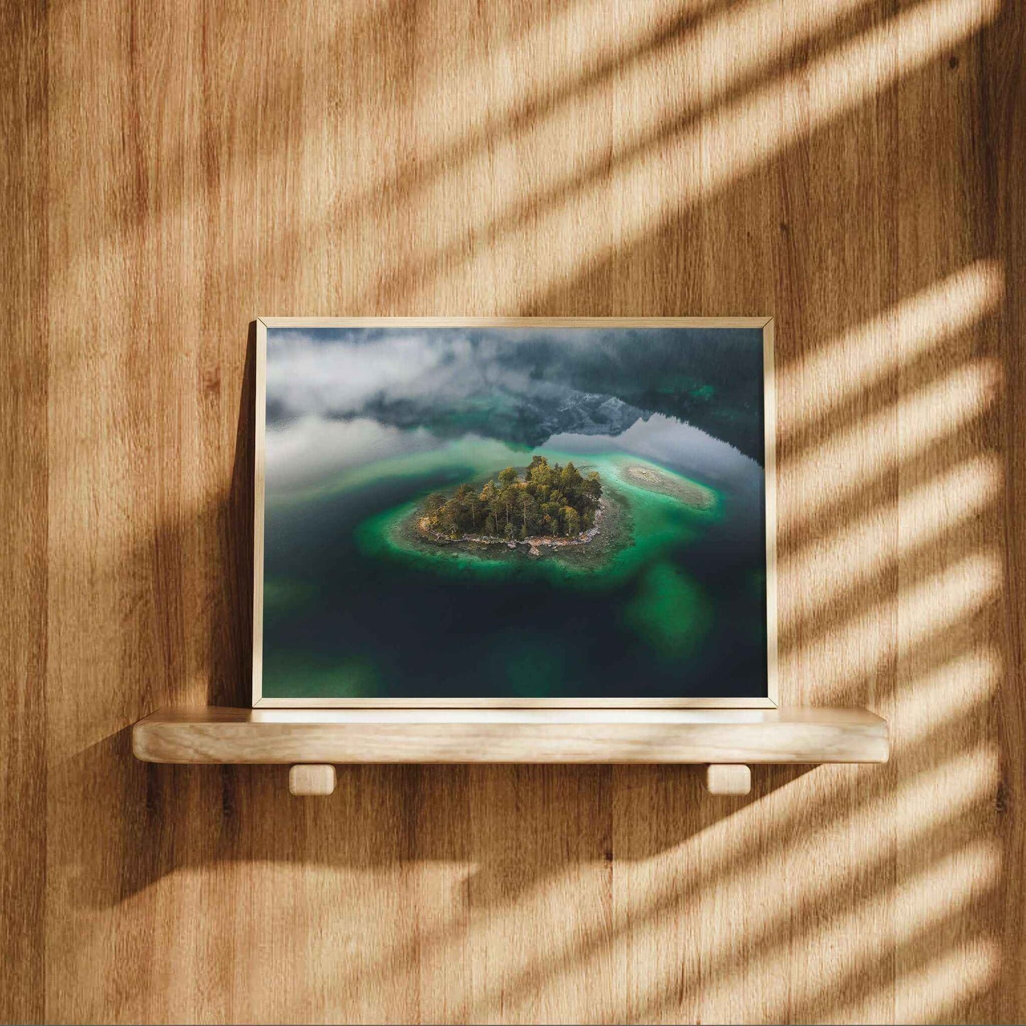 Eibsee Aerial Island Print – Bavarian Alps Landscape Photography Wall Art
