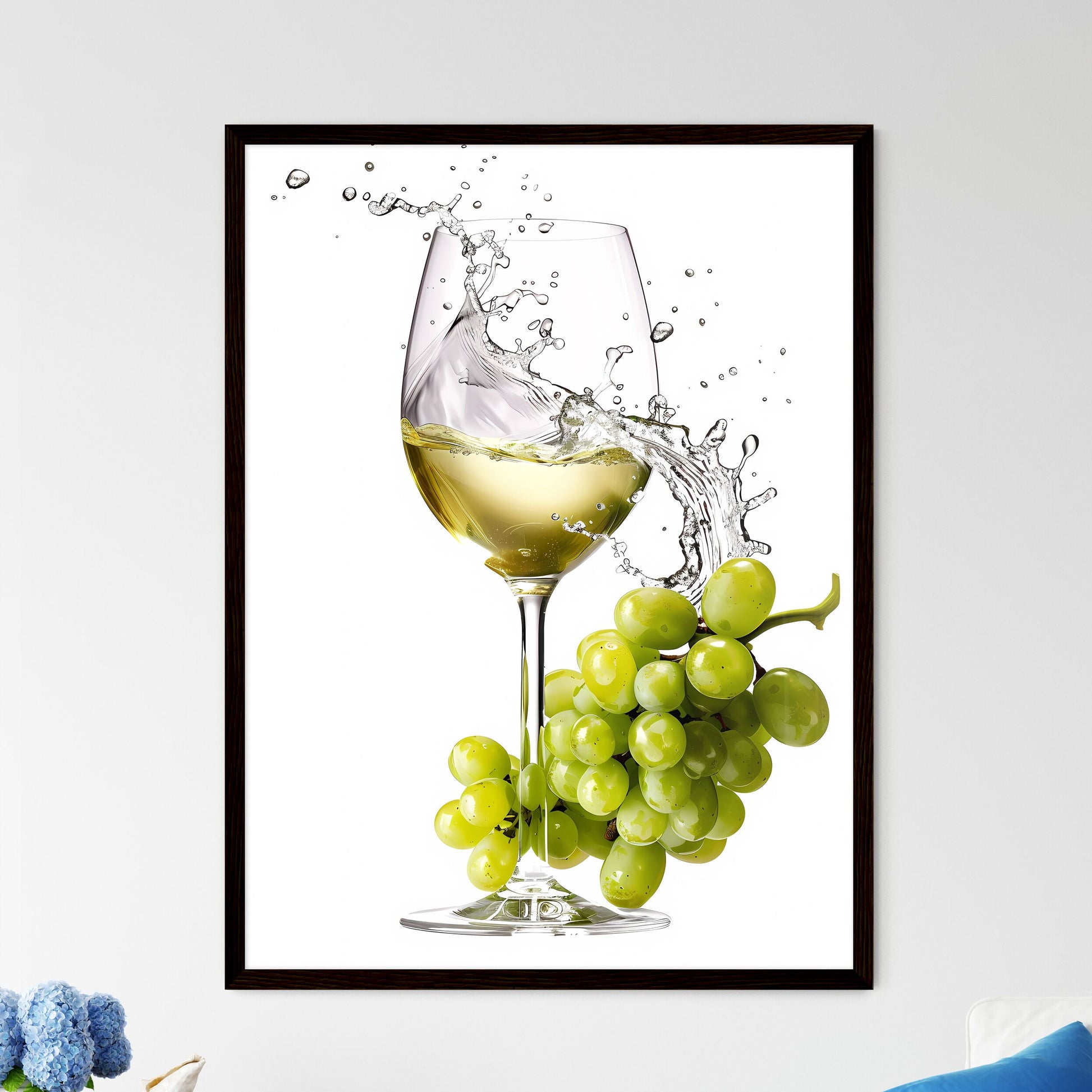 Vibrant Wine Glass and Grapes Painting - Artistic Print for Wall Art and Home Decor Default Title