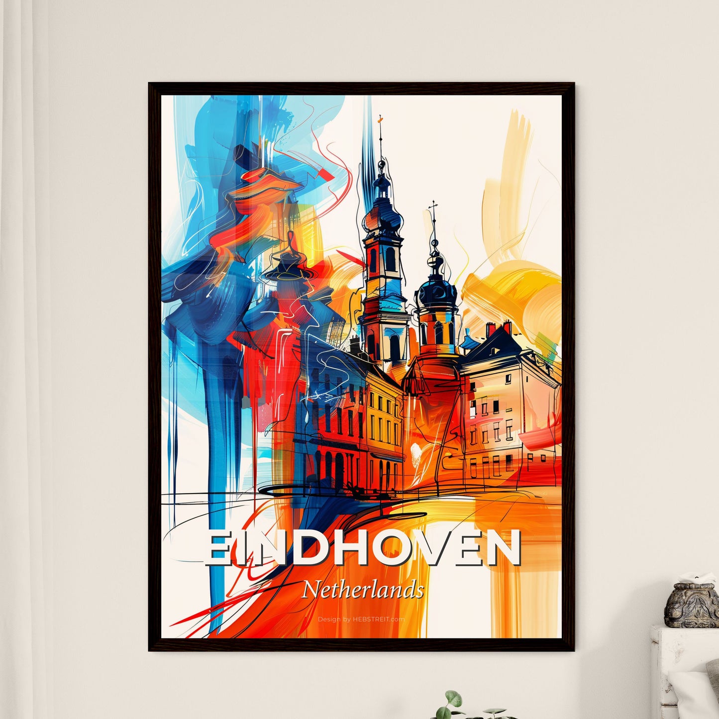 Vibrant Eindhoven, Netherlands - A Painting Of A Building