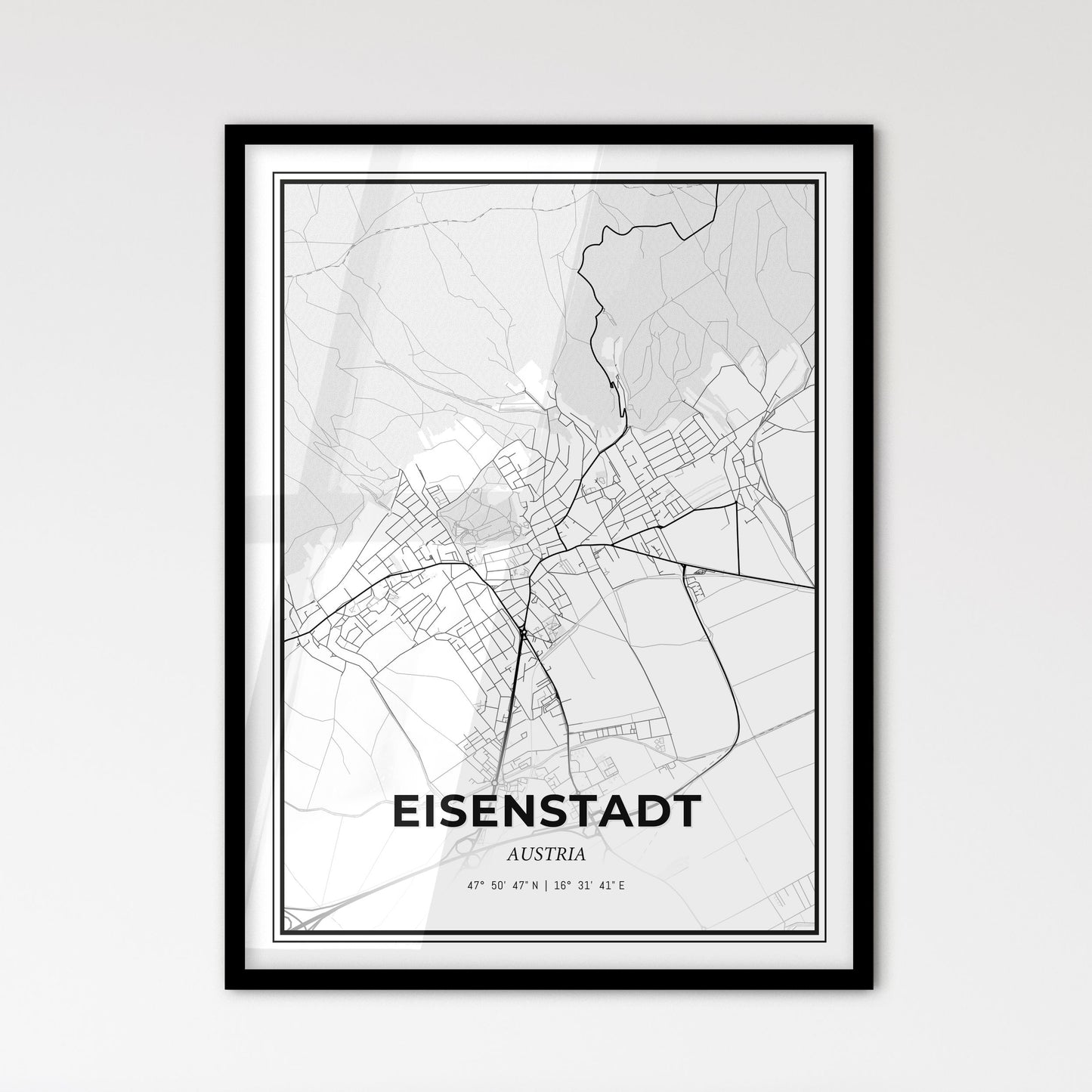 Eisenstadt Austria - Scandinavian Style City Map for Modern Home Decor