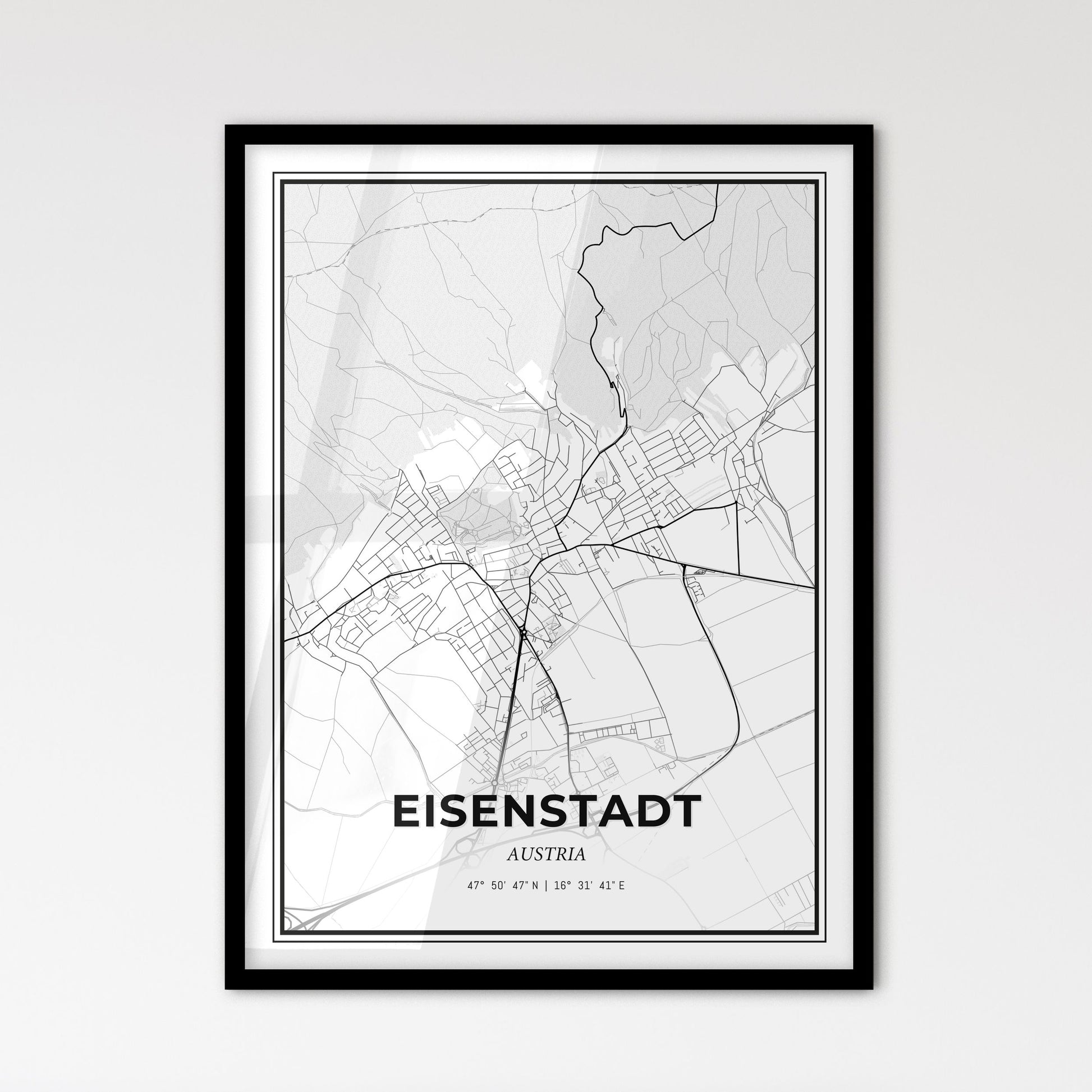 Eisenstadt Austria - Scandinavian Style City Map for Modern Home Decor