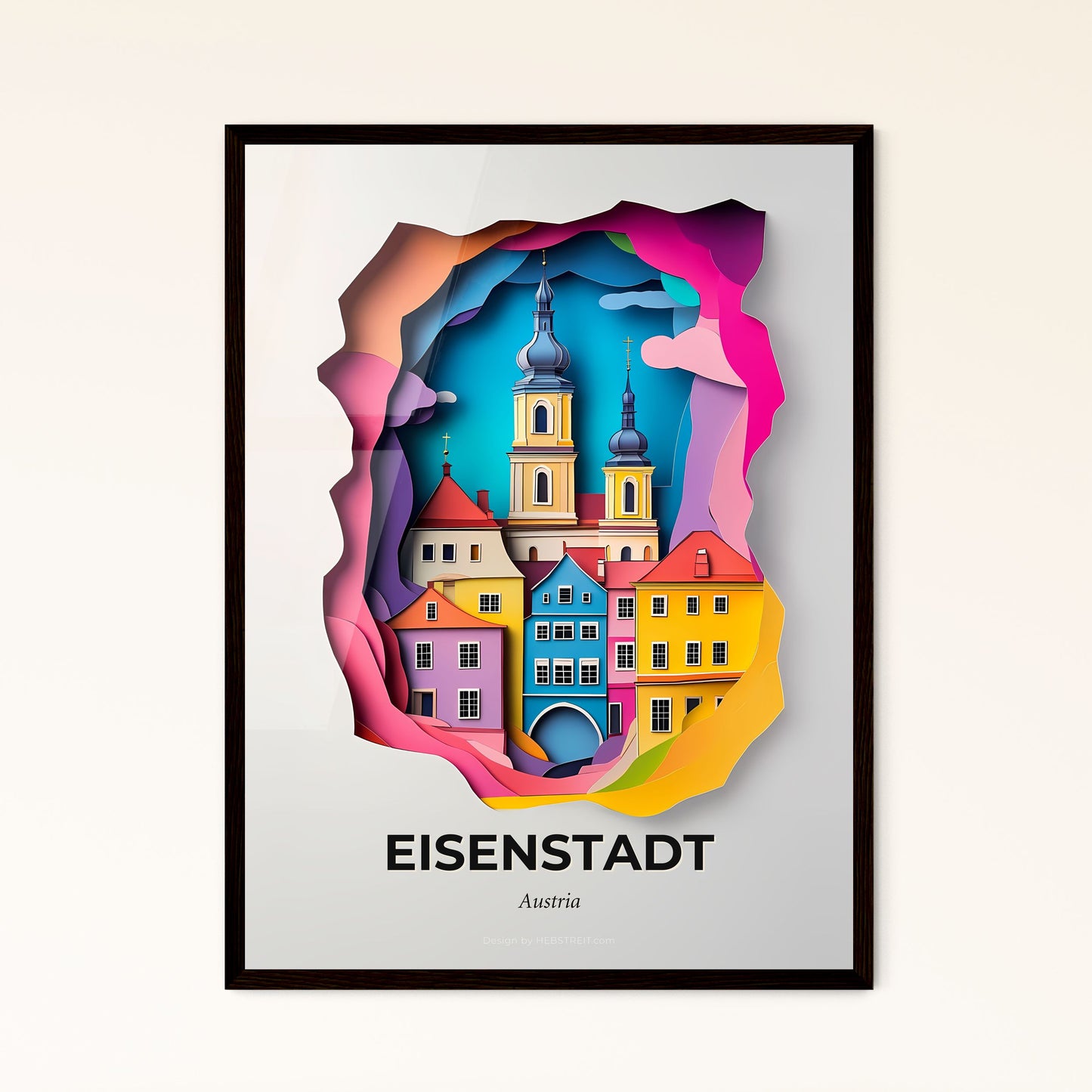 Vivid Eisenstadt, Austria - a paper cut of a city with a church