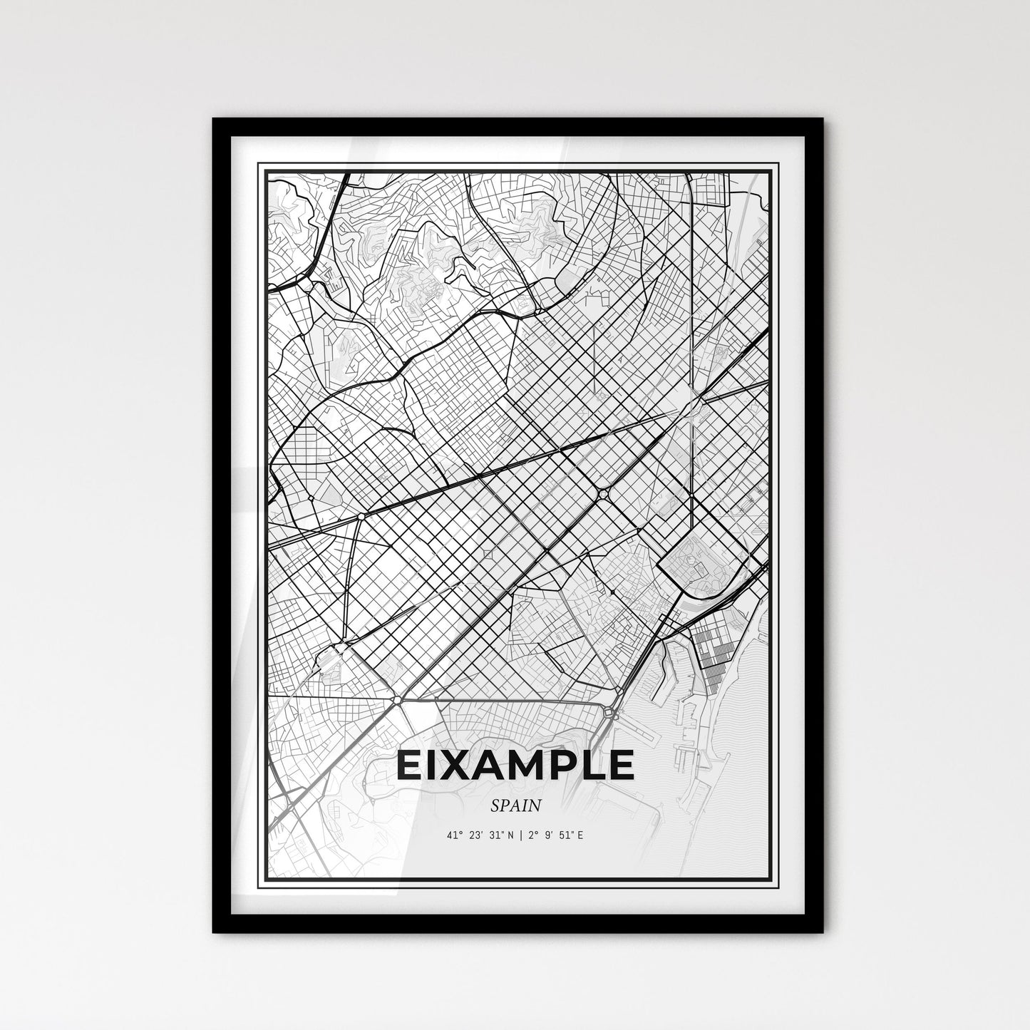 Eixample Spain - Scandinavian Style City Map for Modern Home Decor