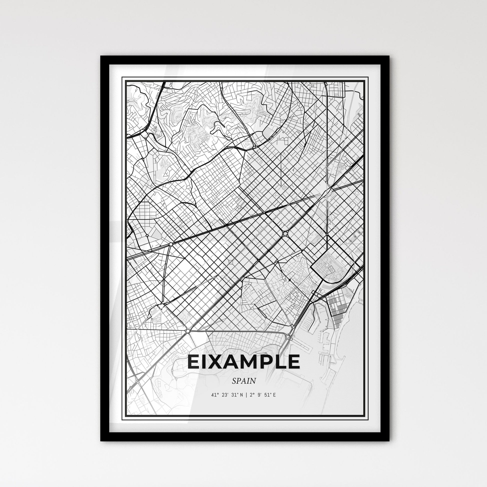 Eixample Spain - Scandinavian Style City Map for Modern Home Decor