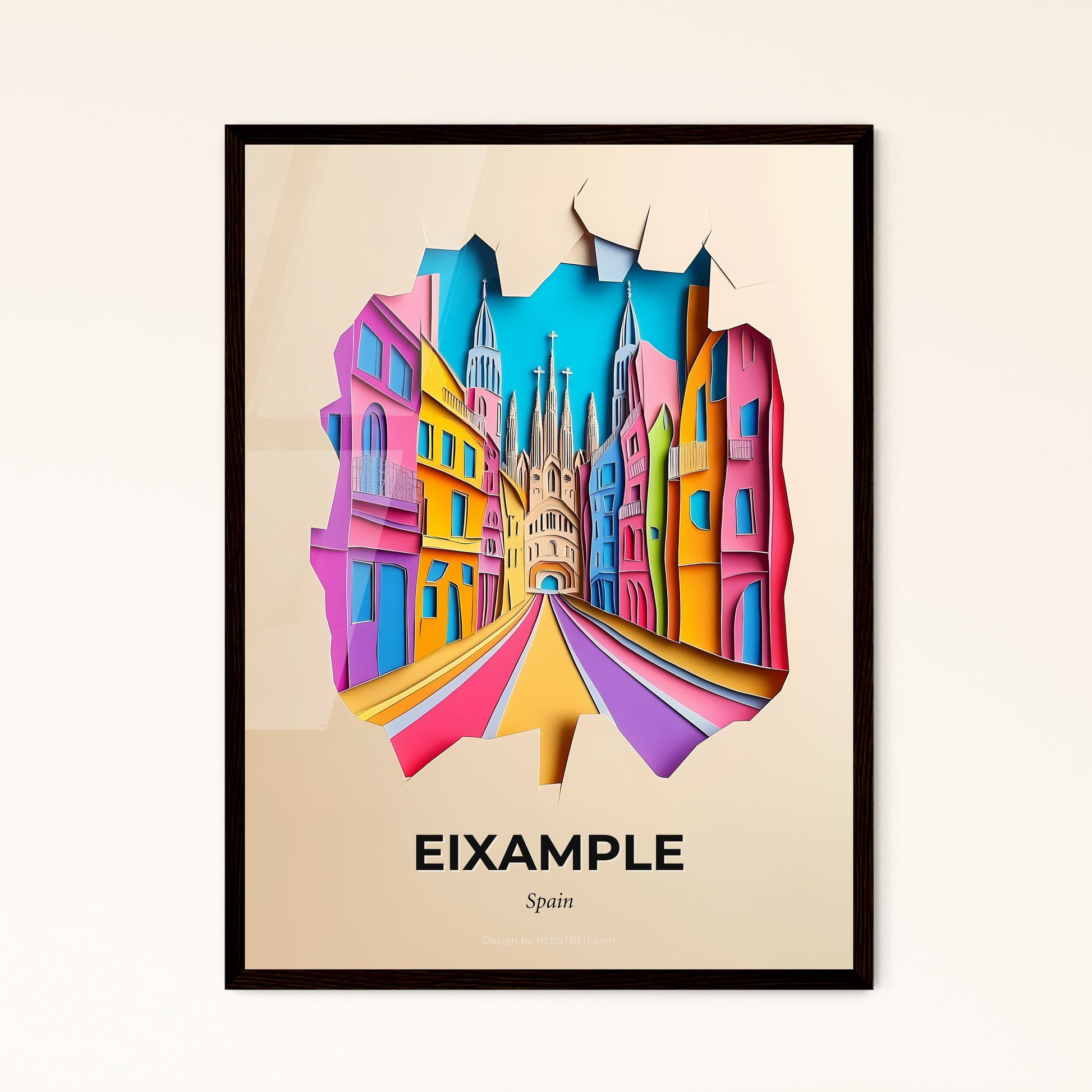 Vivid Eixample, Spain - a paper cut of a city with a clock tower