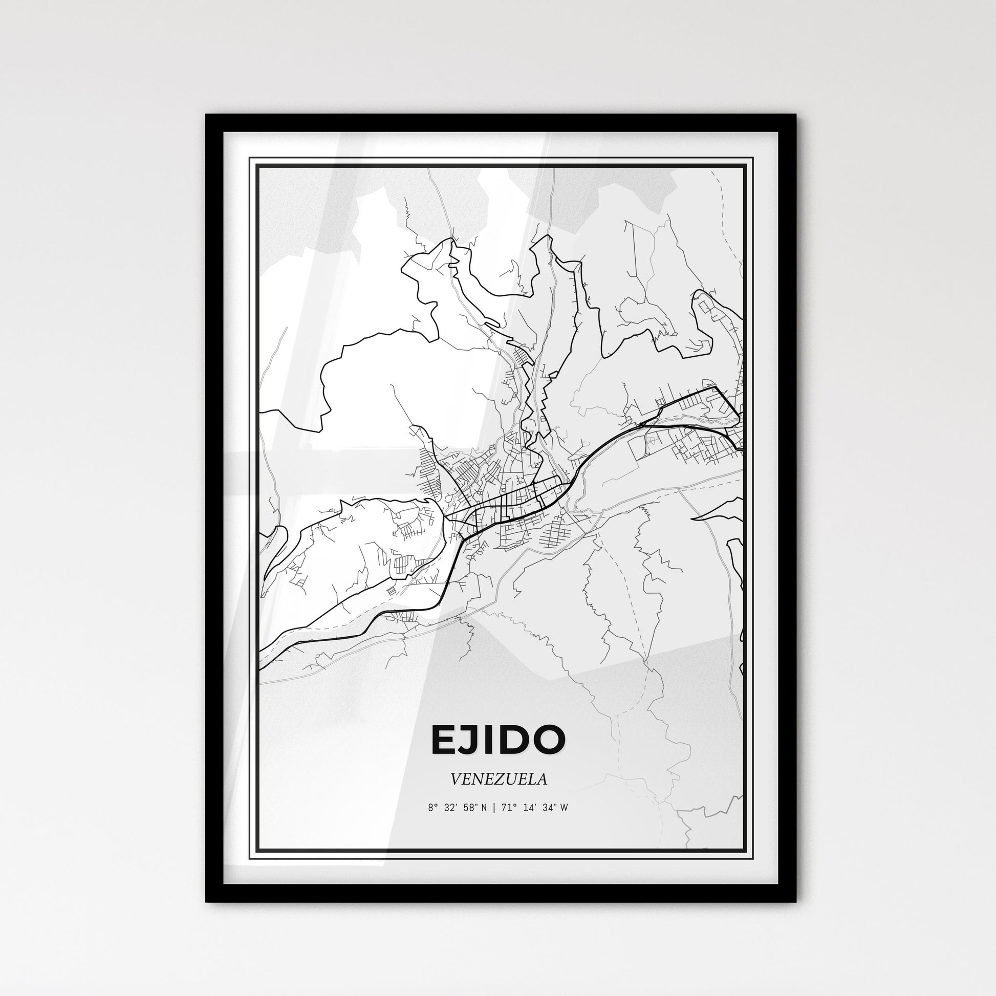 Ejido Venezuela - Scandinavian Style City Map for Modern Home Decor