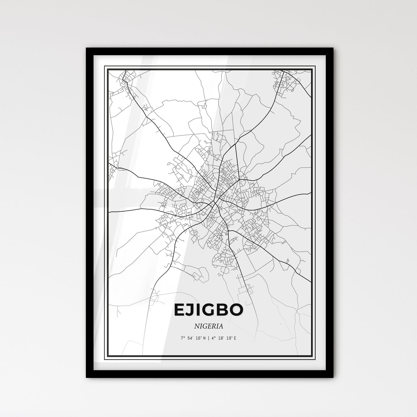 Ejigbo Nigeria - Scandinavian Style City Map for Modern Home Decor