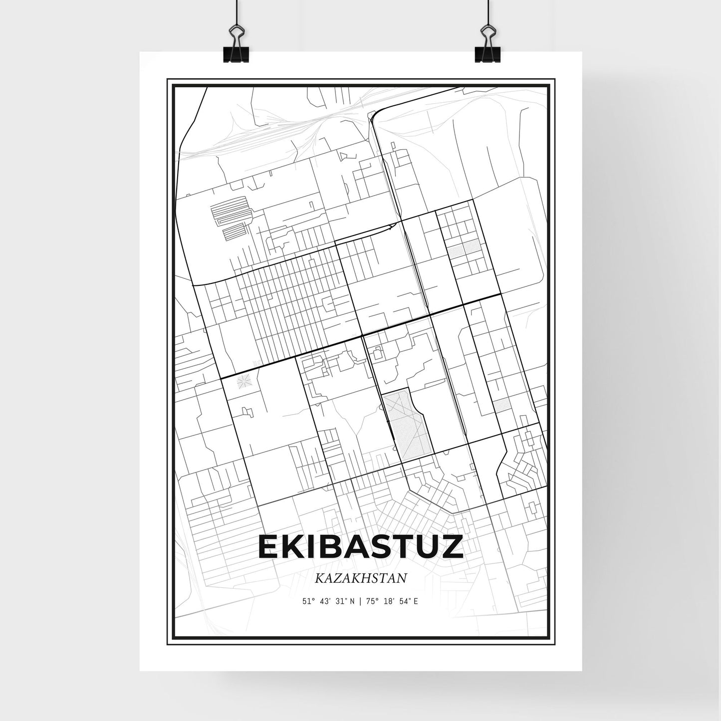 Ekibastuz Kazakhstan - Premium City Map Poster