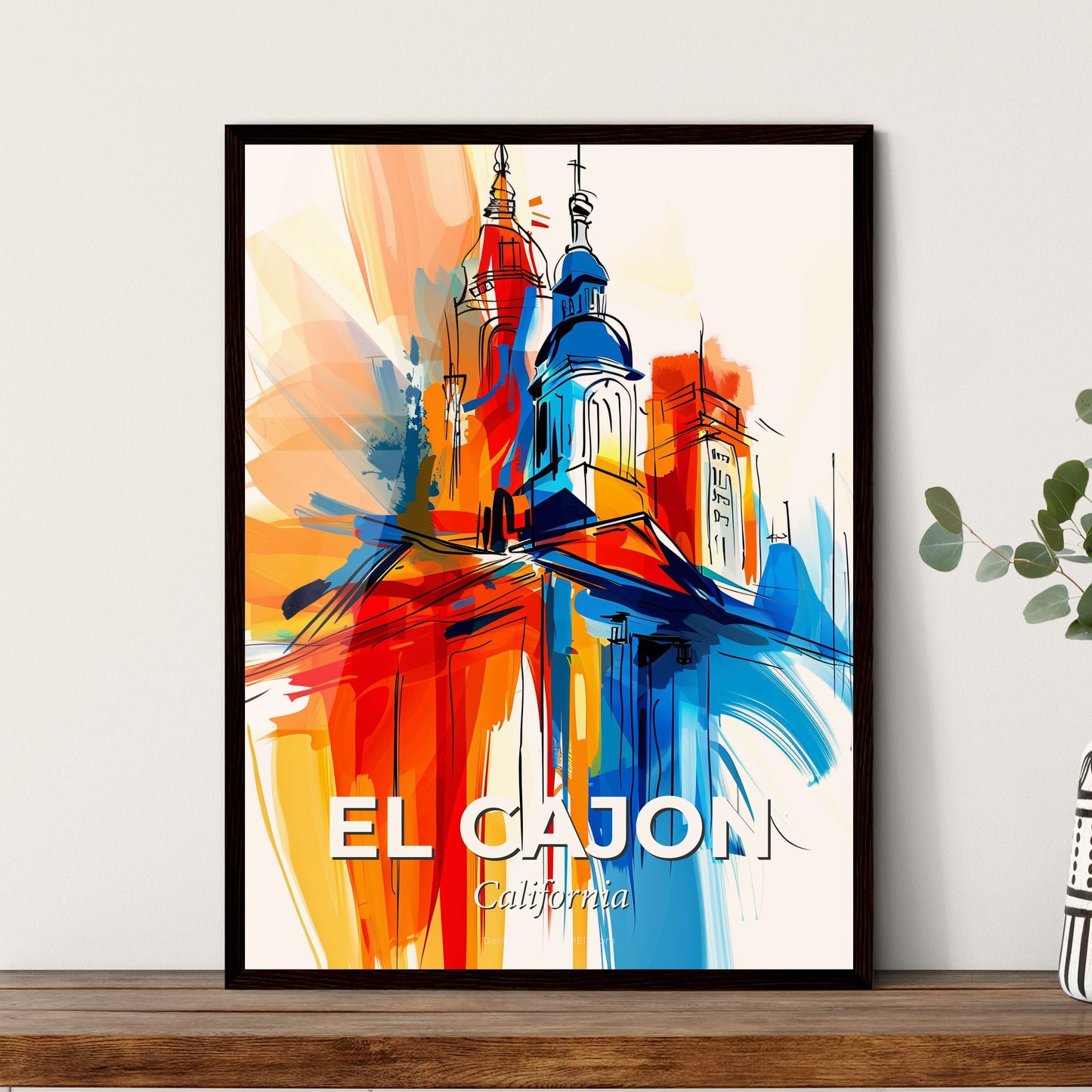 Vibrant El Cajon, California - A Colorful Painting Of A Building