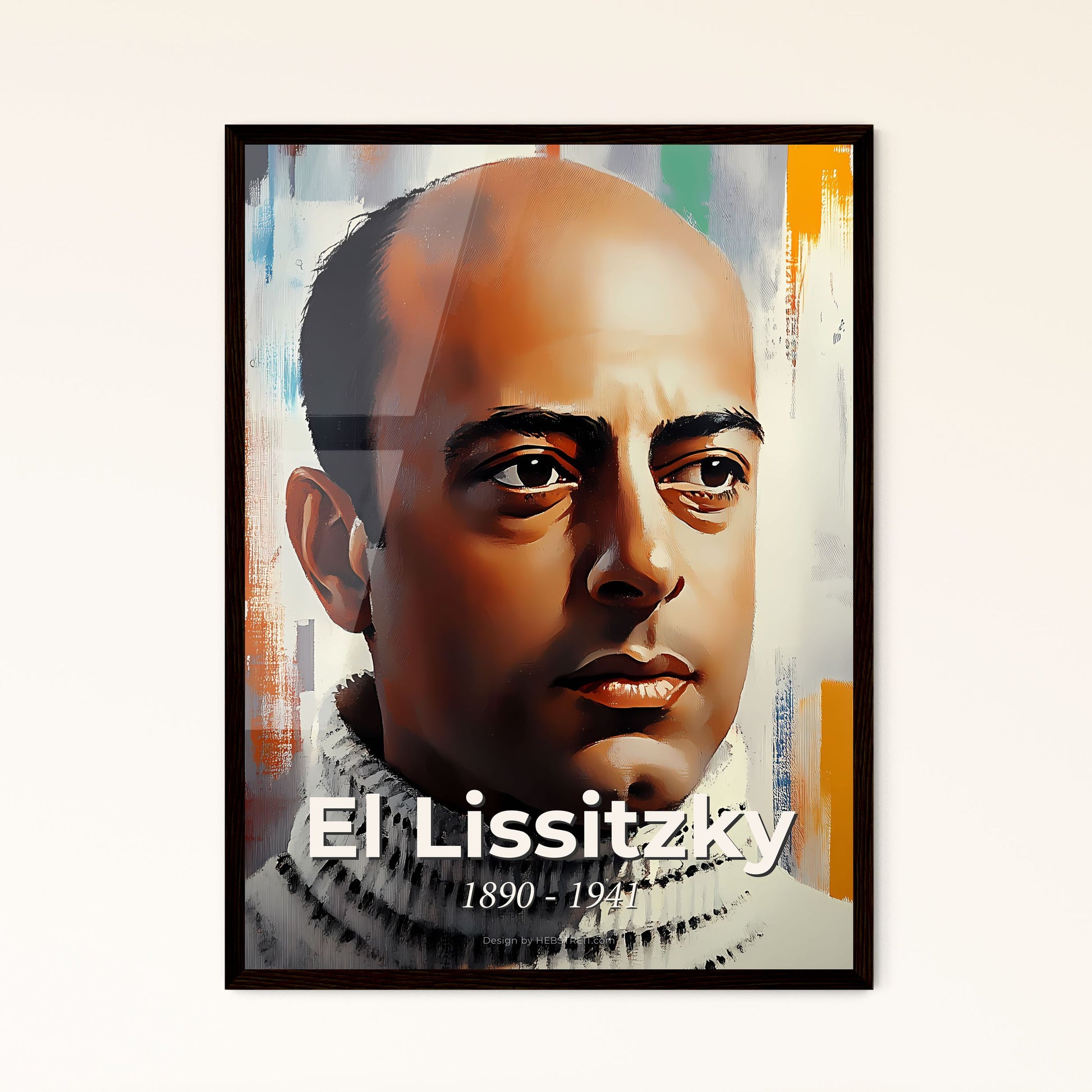 Portrait of El Lissitzky, 1890 - 1941. Impressionistic painting of a man in a turtleneck sweater.