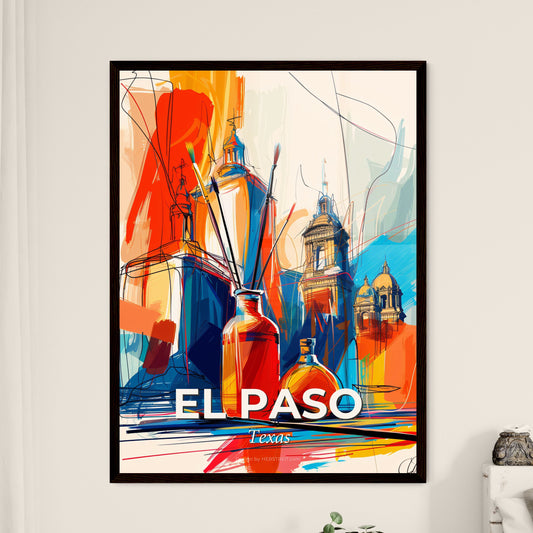 Vibrant El Paso, Texas - A Painting Of A City With A Bottle Of Oil