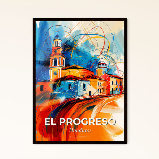 Vibrant El Progreso, Honduras - A Painting Of A Church