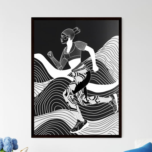 Vibrant artistic black-and-white line art of - Framed Art Print