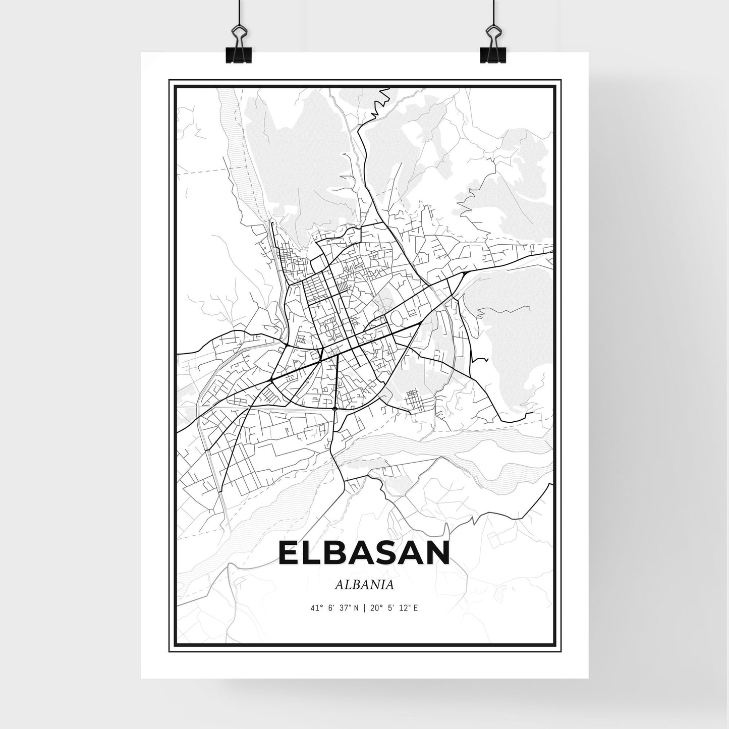 Elbasan Albania - Premium City Map Poster