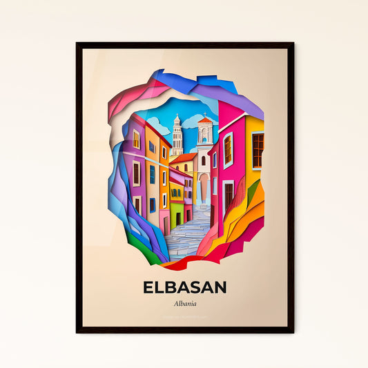 Vivid Elbasan, Albania - a colorful city scene with a clock tower