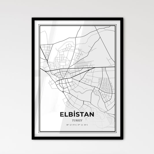 Elbistan Turkey - Scandinavian Style City Map for Modern Home Decor