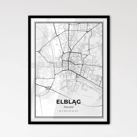 Elbląg Poland - Scandinavian Style City Map for Modern Home Decor