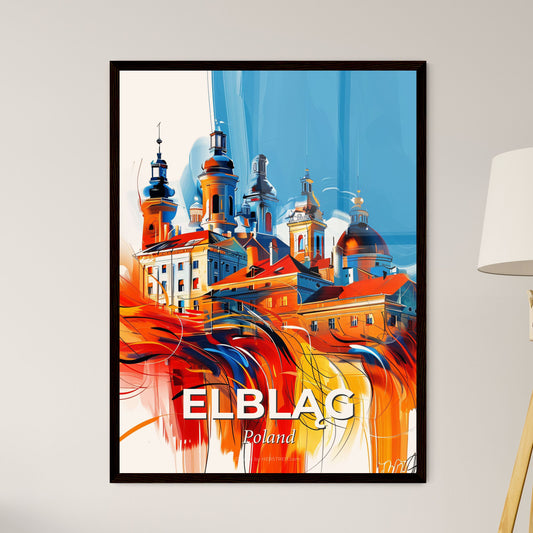 Vibrant Elbląg, Poland - A Painting Of A Building With A Fire In The Background