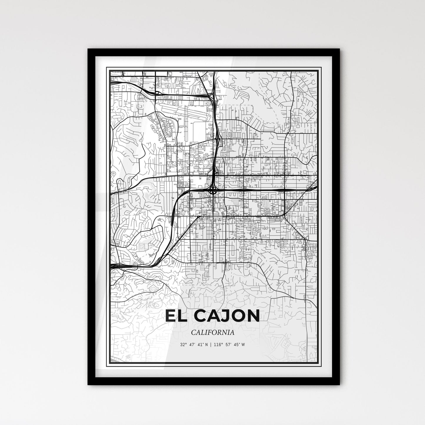 El Cajon California - Scandinavian Style City Map for Modern Home Decor