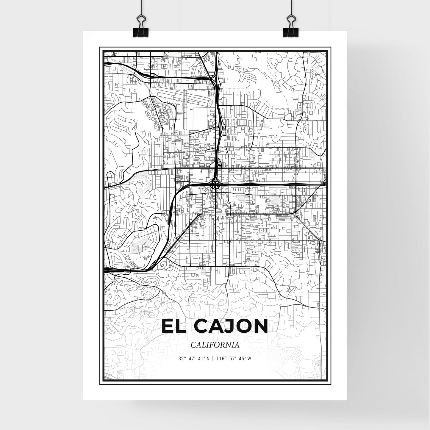 El Cajon California - Premium City Map Poster