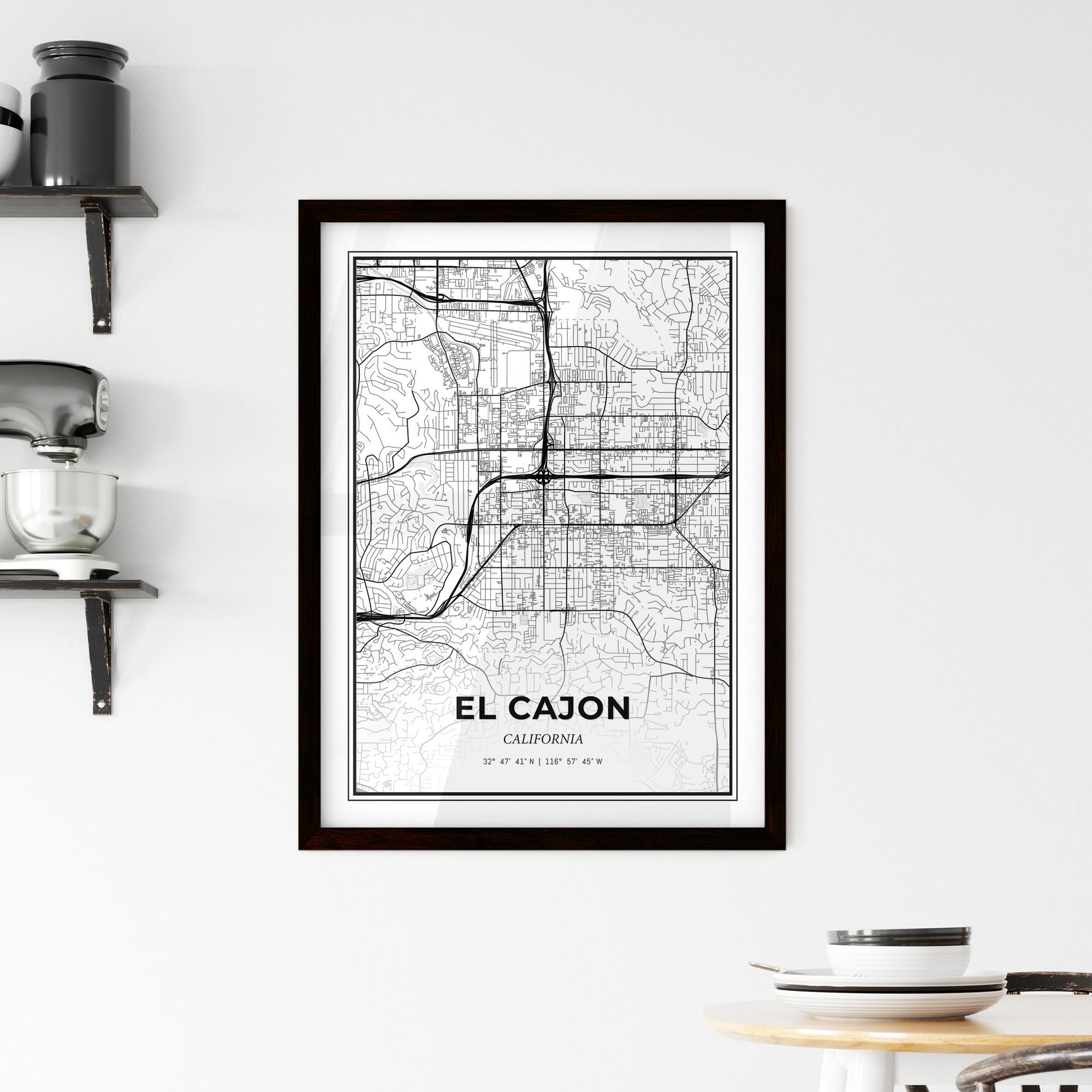 El Cajon California - Minimal City Map