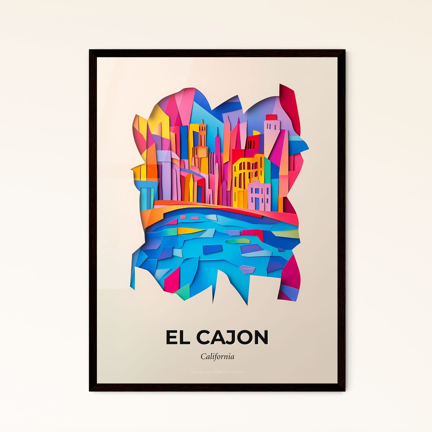 Vivid El Cajon, California - a city with a river and buildings