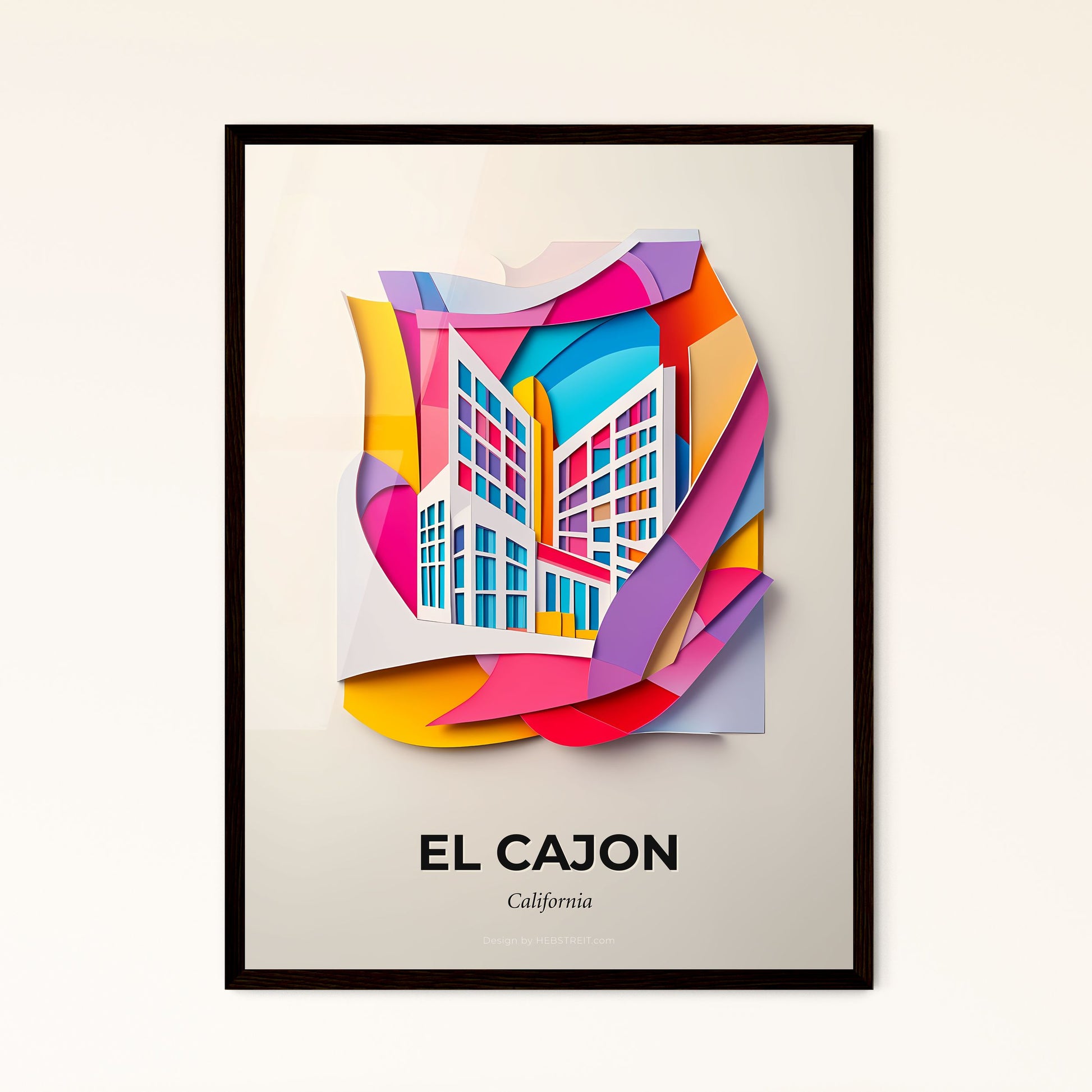 Vivid El Cajon, California - a colorful paper cut of a building