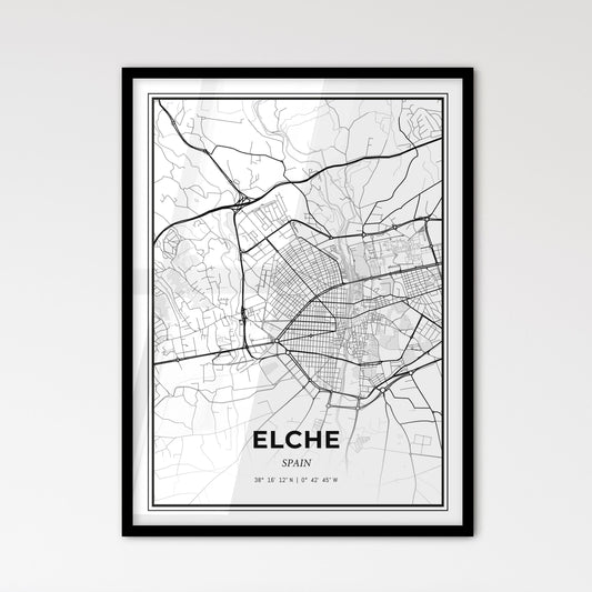 Elche Spain - Scandinavian Style City Map for Modern Home Decor