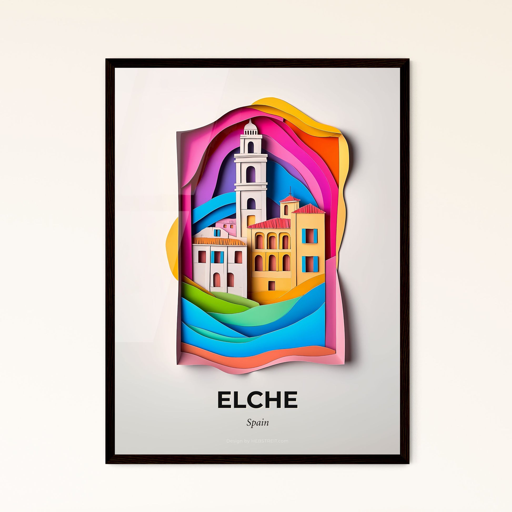 Vivid Elche, Spain - a paper cut of a city with a clock tower