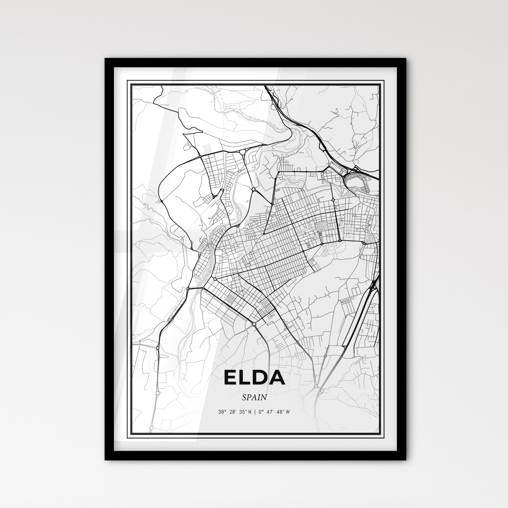 Elda Spain - Scandinavian Style City Map for Modern Home Decor