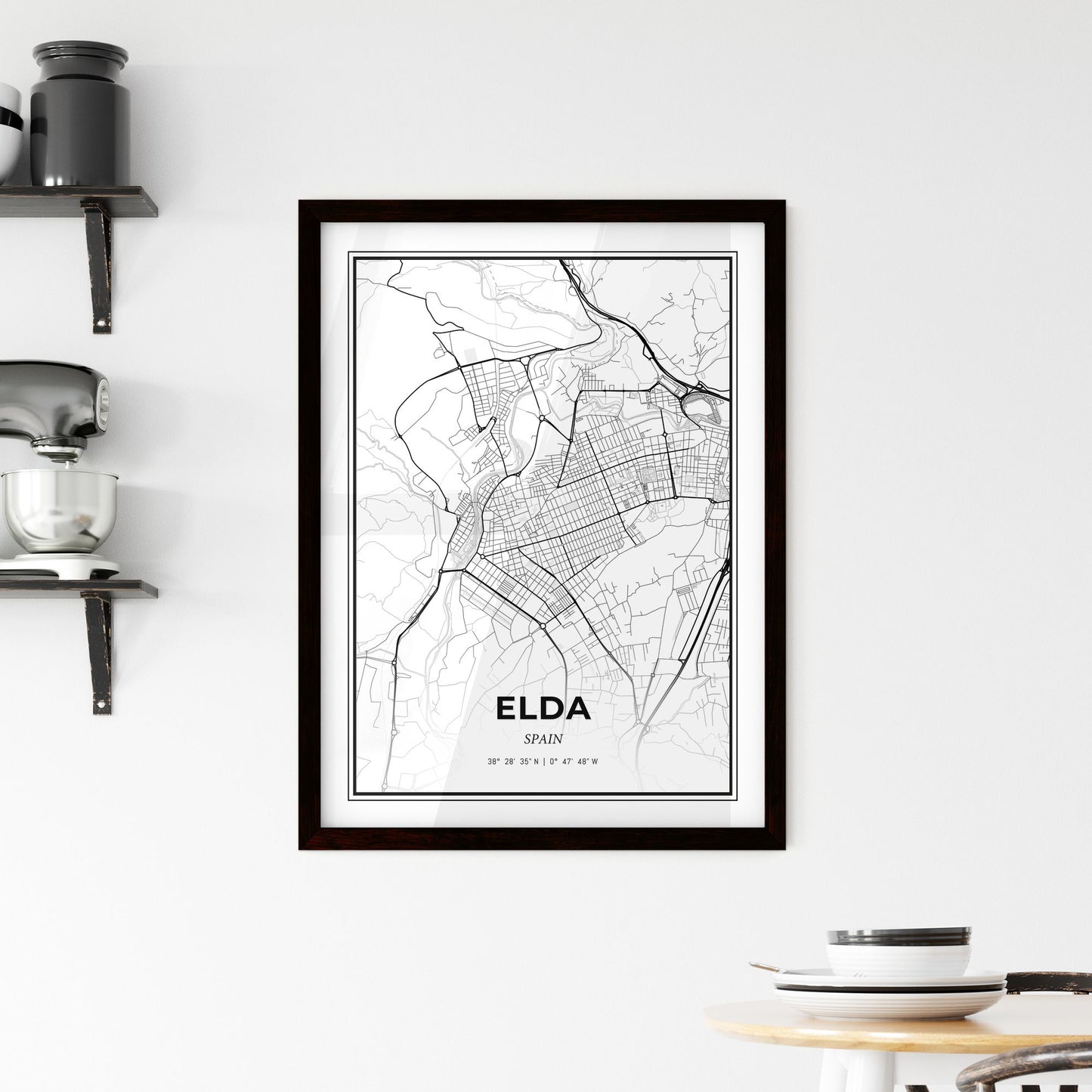 Elda Spain - Minimal City Map