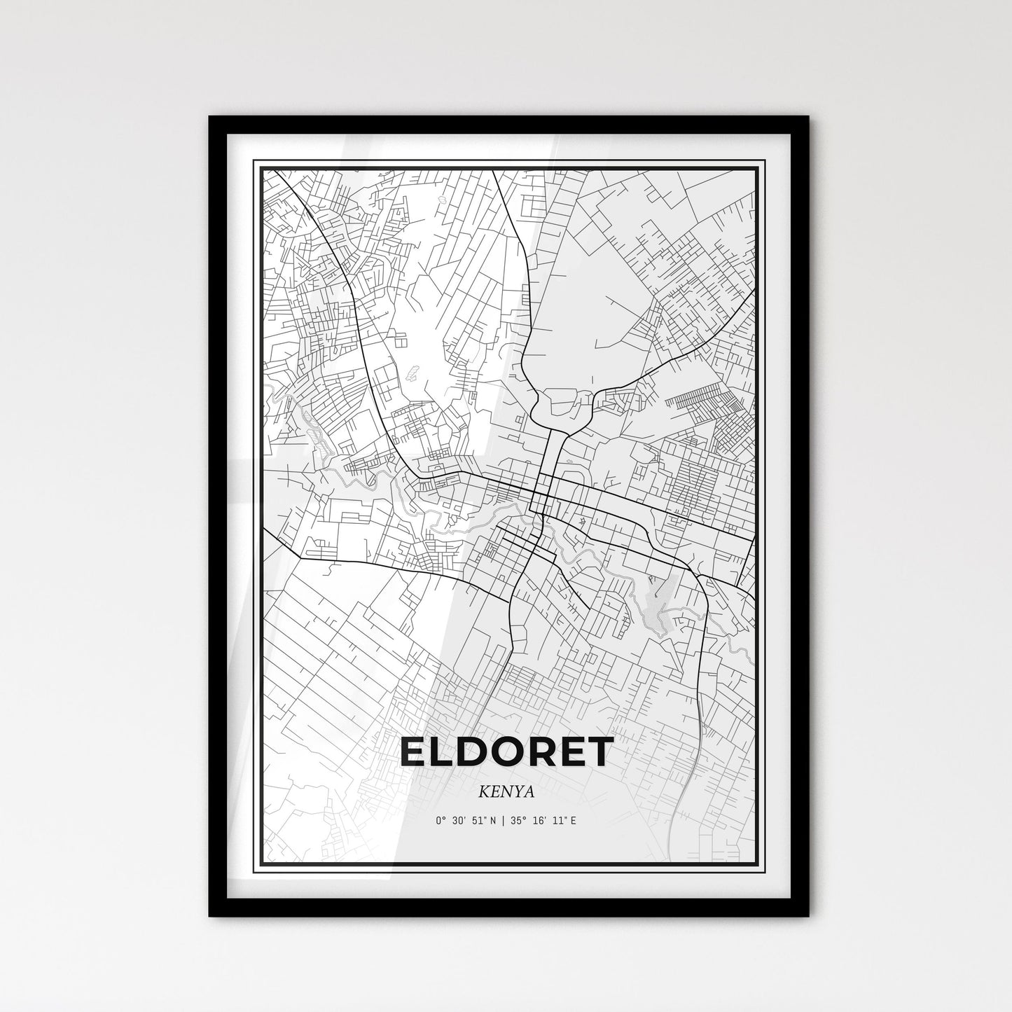 Eldoret Kenya - Scandinavian Style City Map for Modern Home Decor