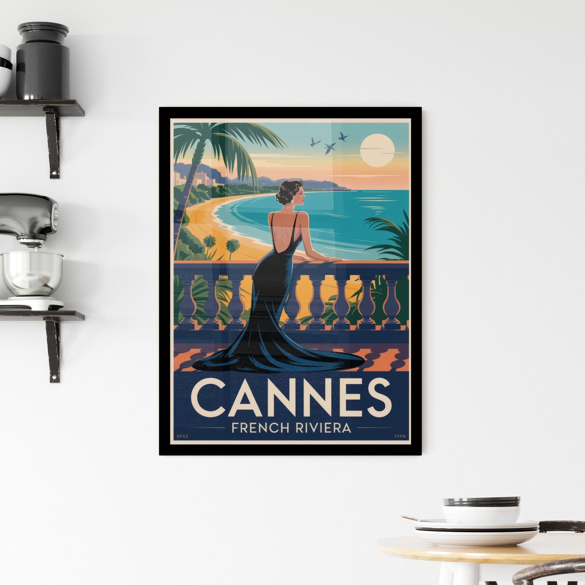 Elegance Awaits: A Timeless Evening in Cannes on the French Riviera Framed Print