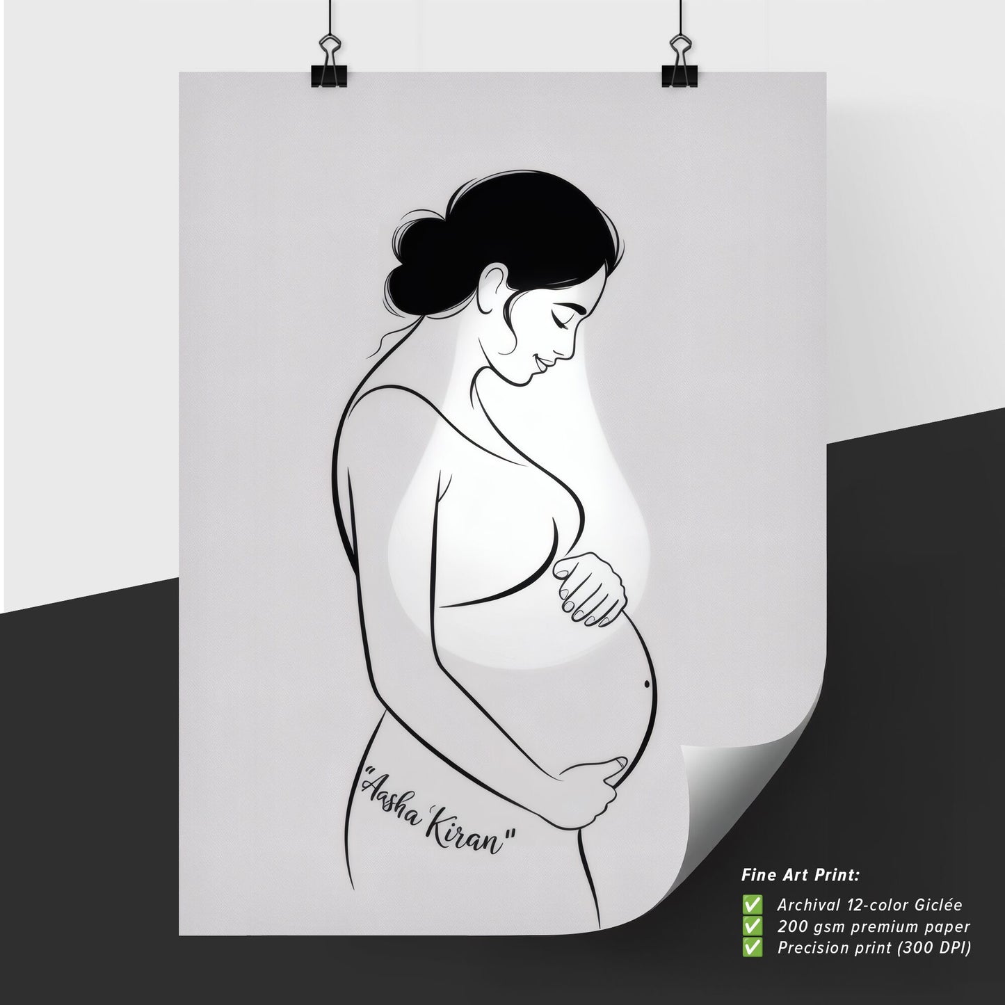 Elegant Expectation: Artistic Representation of a Pregnant Woman Embracing Motherhood with Grace and Serenity.