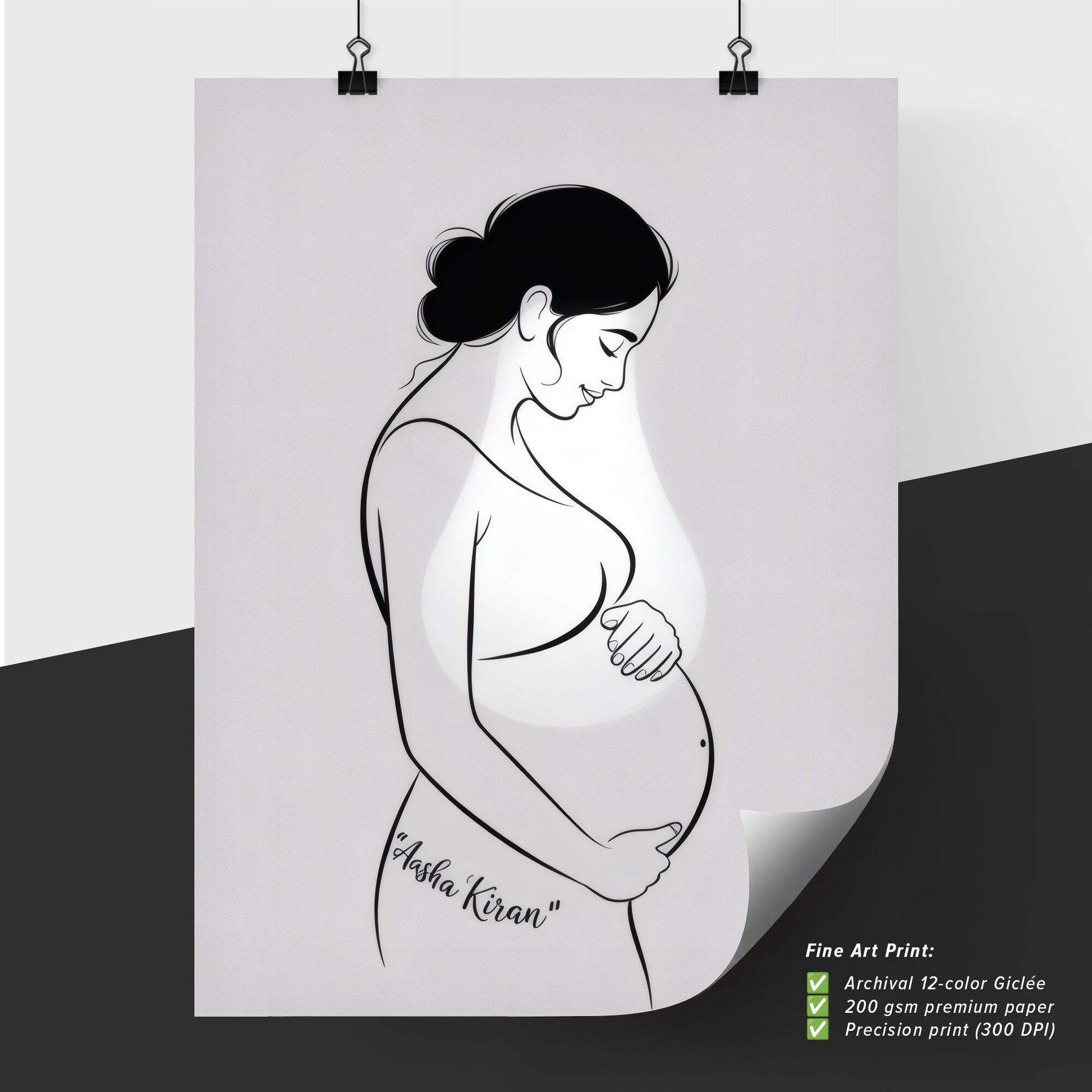 Elegant Expectation: Artistic Representation of a Pregnant Woman Embracing Motherhood with Grace and Serenity.
